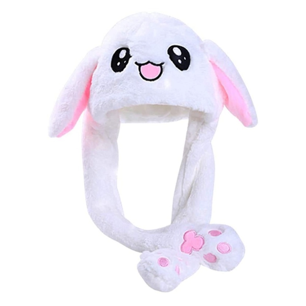 Plush Bunny Hat w/ Moving Earflaps Cute Kids Gift Women